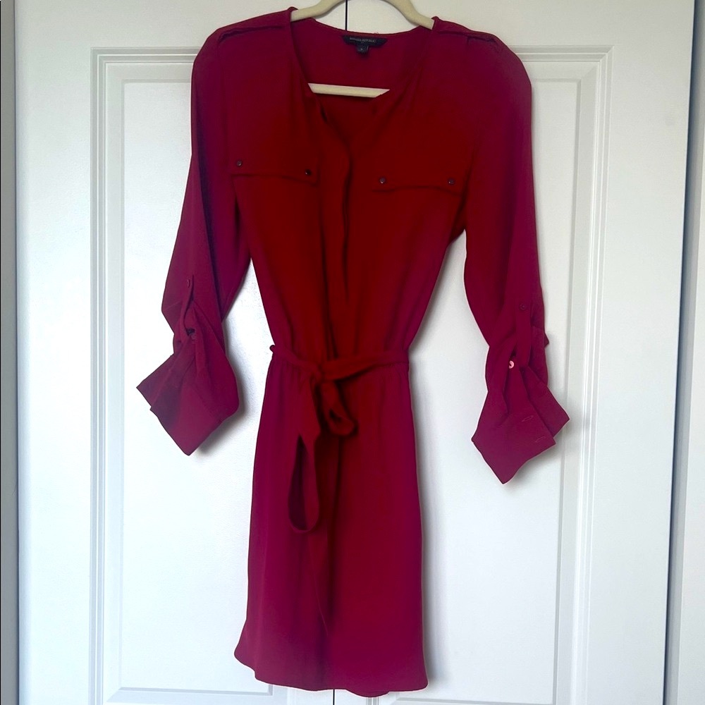 Banana Republic Long Sleeve Red Dress